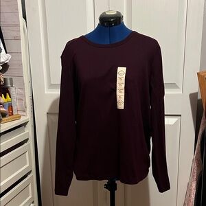 St. John's Bay Deep Burgundy Long Sleeve Top